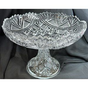 Teutonic Pedestal Compote McKee Glass Company c1905 Scalloped Pedestal VGUC